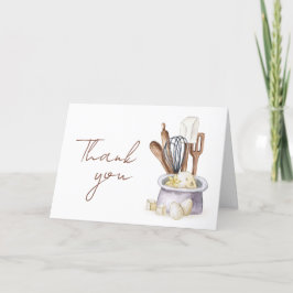 Cartão De Agradecimento Minimalista Boho Bakery Chef Chá de fraldas Obriga