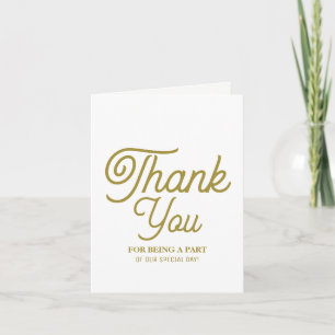 Cartão De Agradecimento Minimalista - Branco e Dourado - Casamento