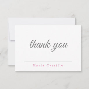 Cartão De Agradecimento Minimalista branco preto simples