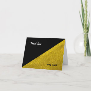 Cartão De Agradecimento Minimalista Contemporâneo Preto e Dourado