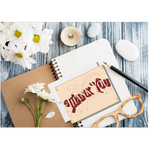 Cartão De Agradecimento Minimalista da arte Beige Pink Vintage