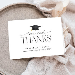 Cartão De Agradecimento Minimalista de Script Preto e Branco Obrigado