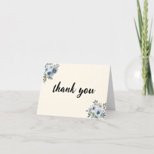 Cartão de Agradecimento Minimalista Floral Azul