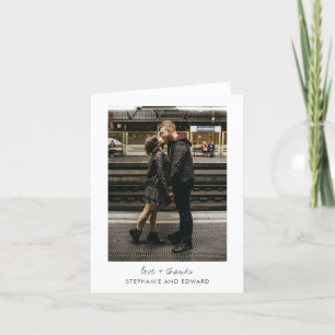Cartão De Agradecimento Minimalista Moderno Foto Dobrada Amor e Branco
