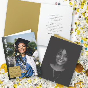 Cartão De Agradecimento Minimalista Moderno Simples Quadrado Foto Graduaçã