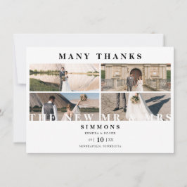 Cartão De Agradecimento Minimalista Moderno Trendy Collage Casamento 4 Fot