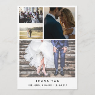 Cartão De Agradecimento Minimalista Obrigado Casamento de Fotografia de