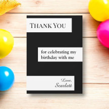 Minimalista Preto E Branco Elegante Aniversário Ch