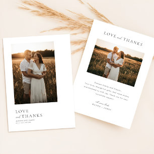 Cartão De Agradecimento Minimalista, Script Simples com Foto de Casamento