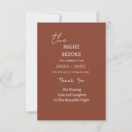 Cartão De Agradecimento Minimalista Terracotta na Noite Antes do Casamento
