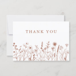 Cartão De Agradecimento Minimalista Terracotta Wildflower Chá de panela