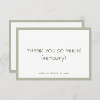 Cartão De Agradecimento Mínimo de Escrita Manual Verde Dusty