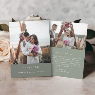 Cartão De Agradecimento Mínimo simples obrigado de casamento você 2 fotos