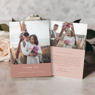 Cartão De Agradecimento Mínimo simples obrigado de casamento você 2 fotos