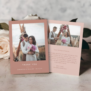 Cartão De Agradecimento Mínimo simples obrigado de casamento você 2 fotos