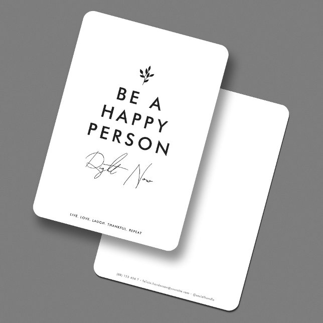 Cartão De Agradecimento Mínimo Simples Seja uma citação de Pessoa Feliz (Minimal Simple Be a Happy Person Quote Thank You Card
)