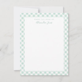 Cartão De Agradecimento Mint Gingham Check Personal Stationery Note Card