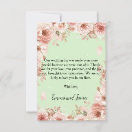 Cartão De Agradecimento mint Green Floral Wedding Thank You Card