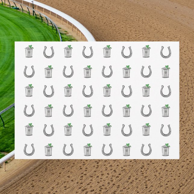 Cartão De Agradecimento Mint Julep & Horseshoe Pattern Preppy Obrigado (Criador carregado)