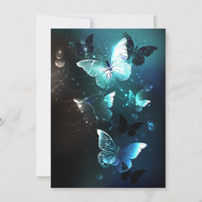 Cartão De Agradecimento Mint Night Butterflies (Frente)