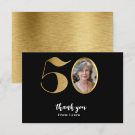 Cartão De Agradecimento Minúsculo minimalista moderno brilho do ouro 50 an