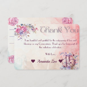 Cartão De Agradecimento Mis Quince Obrigado Nota