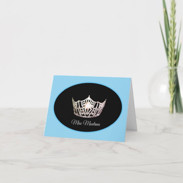 Cartão De Agradecimento Miss América Silver Crown Note Card-Sky Blue (Frente)