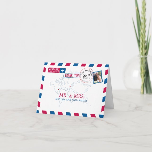 Cartão De Agradecimento Missouri EUA & obrigado BRITÂNICO do casamento do (Frente)