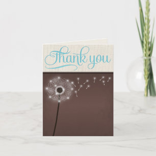 Cartão De Agradecimento Mocha Rustic Linen Dandelion Thank You Cards