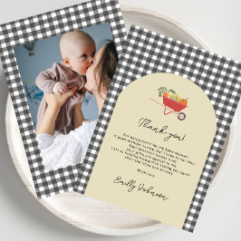 Cartão De Agradecimento MoCountry Rustic Gray Gingham Baby Shower