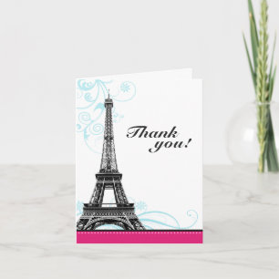 Cartão De Agradecimento Mod Flourish Eiffel Tower Parisian Thank You Cards