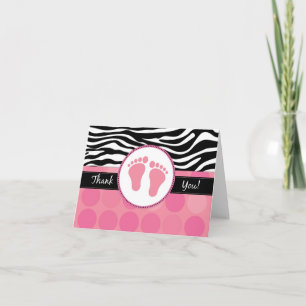 Cartão De Agradecimento Mod Zebra Print Folded Baby Shower Thank You Cards