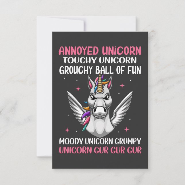 Cartão De Agradecimento Moddy Unicorn Grumpy (Frente)