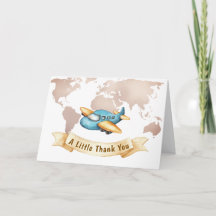 Modern Adventure World Map Airplane Baby Shower 