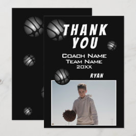 Cartão De Agradecimento Modern Basketball Ball Photo Thank you Coach 