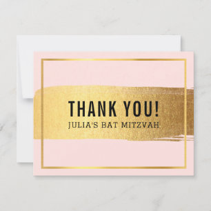 Cartão De Agradecimento MODERN BAT MITZVAH obrigado você cor-de-rosa