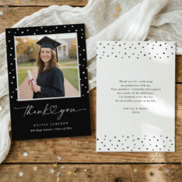 Cartão De Agradecimento Modern Black and White Handwriting Graduation