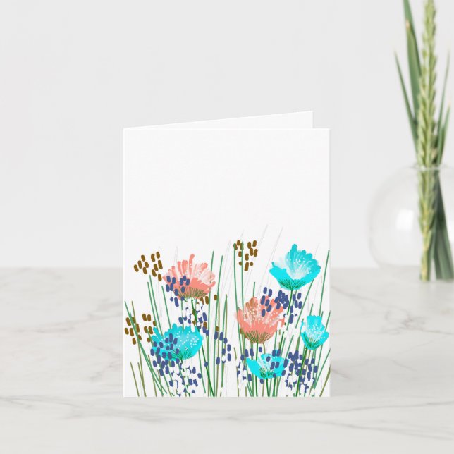 Cartão De Agradecimento Modern Blank Botanical Note Card Stationery (Frente)
