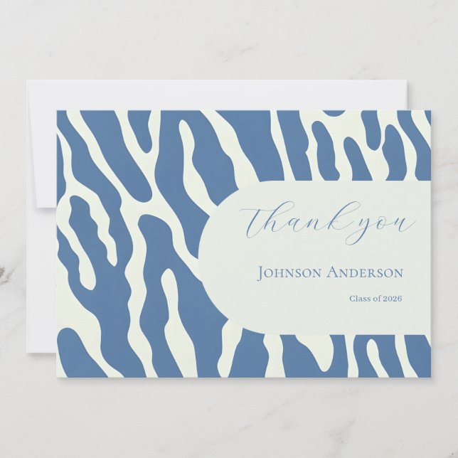 Cartão De Agradecimento Modern blue and cream abstract Pattern graduation (Frente)