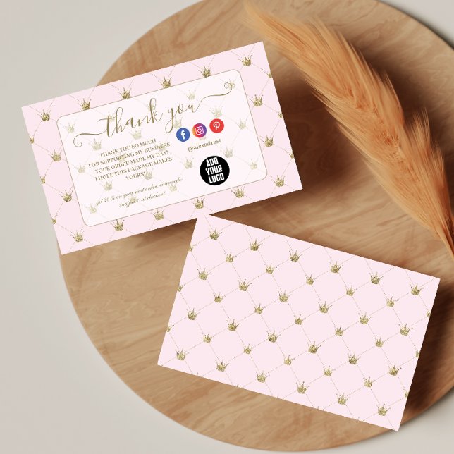 Cartão De Agradecimento Modern Blush Crown Design (Criador carregado)