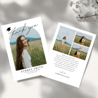 Cartão De Agradecimento Modern Boho Arch 4 Photos Graduation