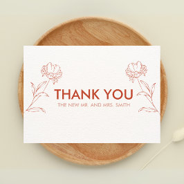 Cartão De Agradecimento Modern Boho Floral Terracotta Wedding