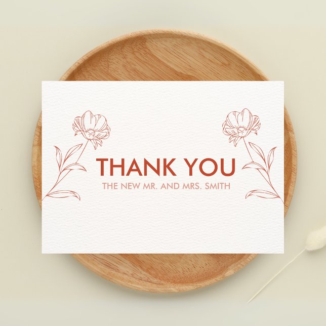 Cartão De Agradecimento Modern Boho Floral Terracotta Wedding (Boho Floral Terracotta Wedding Thank you Card)