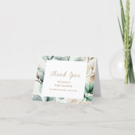 Cartão De Agradecimento Modern Boho Greenerence deixa Chá de fraldas