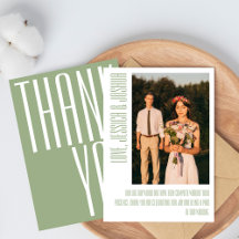Modern Bold Thankyou Typografia Sage Foto Verde