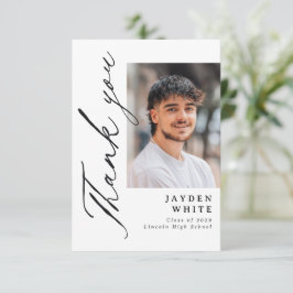 Cartão De Agradecimento Modern Calligraphy Simple Photo Graduation