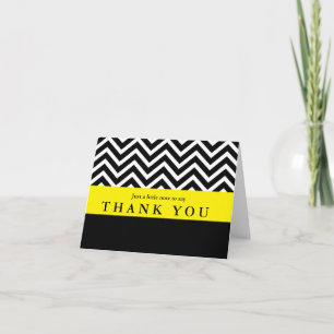 Cartão De Agradecimento Modern Chevron Black Yellow Folded Thank You Card