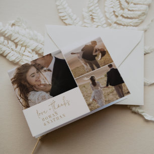 Cartão De Agradecimento Modern Chic Vintage Dourado 3 Foto de Casamento Do