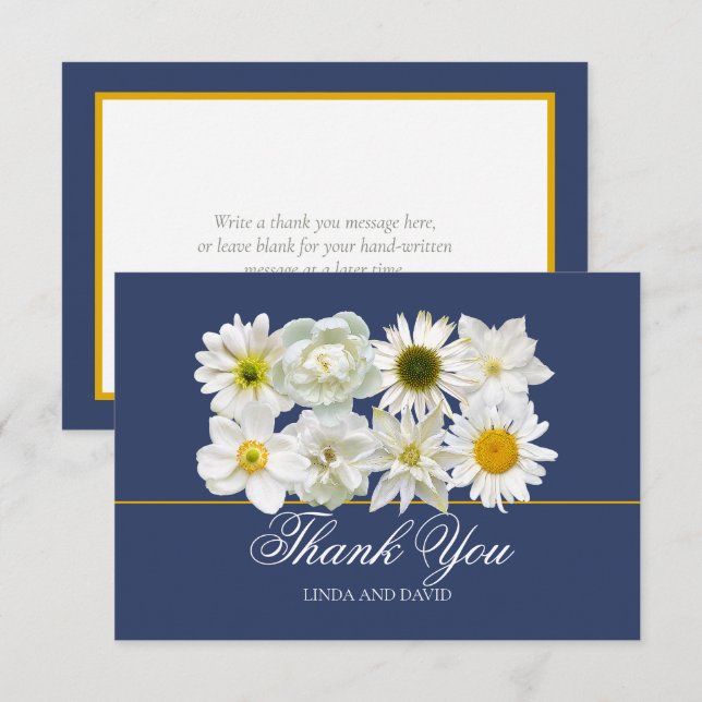 Cartão De Agradecimento Modern Chic White Flower Bridal Shower Thank You (Frente/Verso)