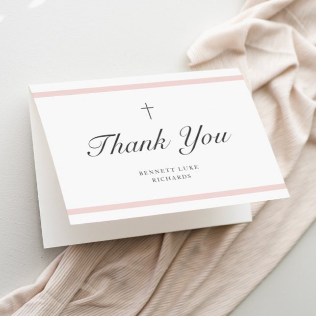 Cartão De Agradecimento Modern Elegance Girls Baptism (Girls photo baptism thank you card.)